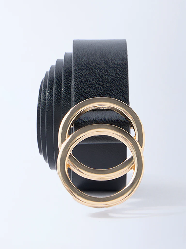 Westside Accessories Black Circular-Buckle Detailed Belt - Image 2