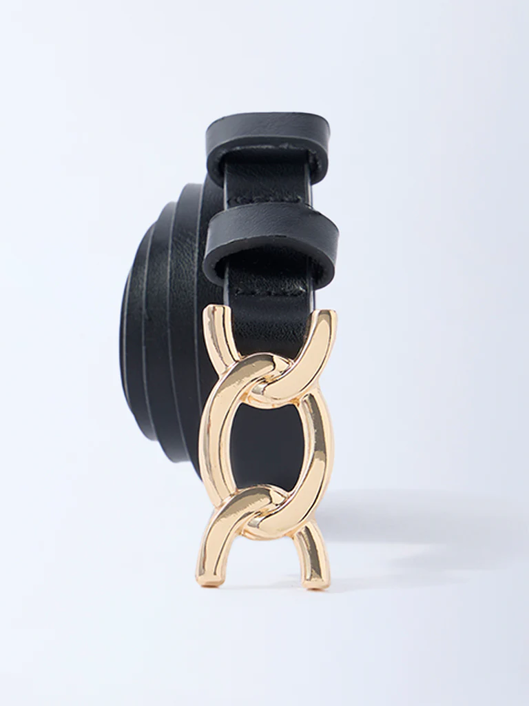 Westside Accessories Black Fancy-Buckle Detailed Belt - Image 2