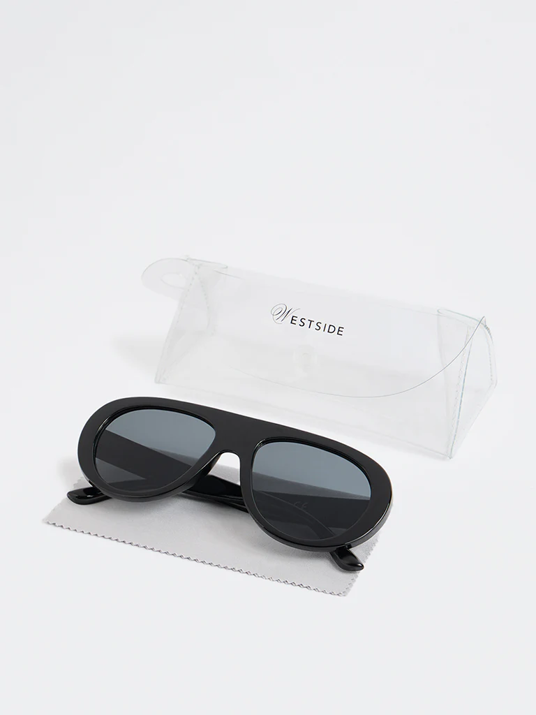 Westside Accessories Black Fancy Sunglasses - Comes with a Pouch and Cleaning Cloth - Image 4