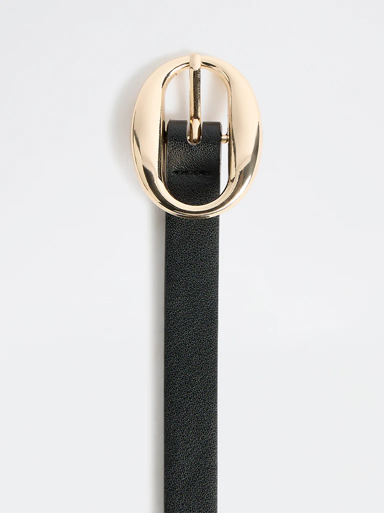 Westside Accessories Black Oval Puff Buckle Belt - Image 3
