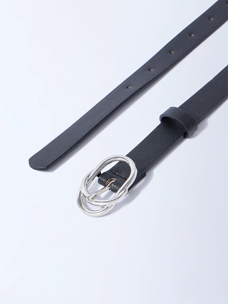 Westside Accessories Black Oval-Twisted Buckle Belt - Image 3