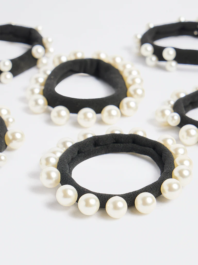 Westside Accessories Black Pearlescent Hair Ties - Pack of 6 - Image 3