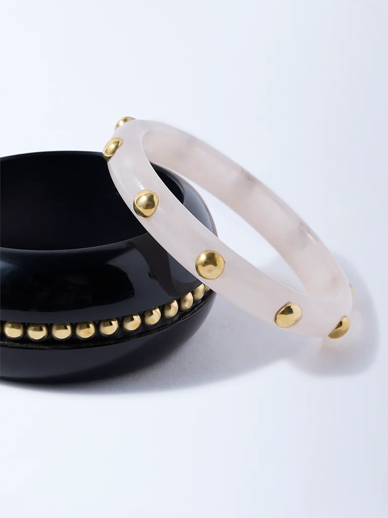 Westside Accessories Black Resin and Metal Stud Bangles - Pack of 2 - Image 3