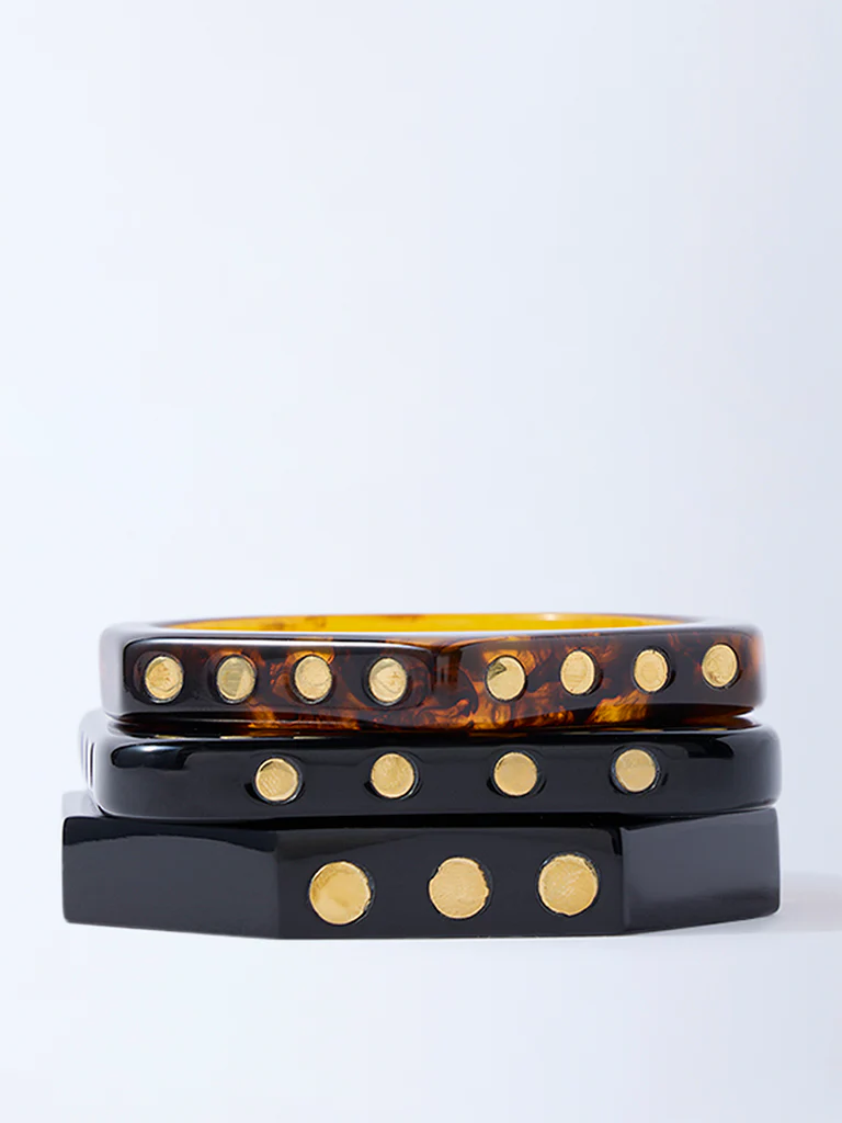 Westside Accessories Black Resin Stud Bangles - Pack of 3
