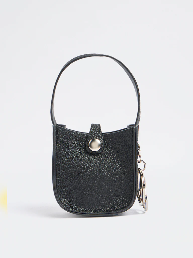 Westside Accessories Black Textured Mini Bucket Bag Charm