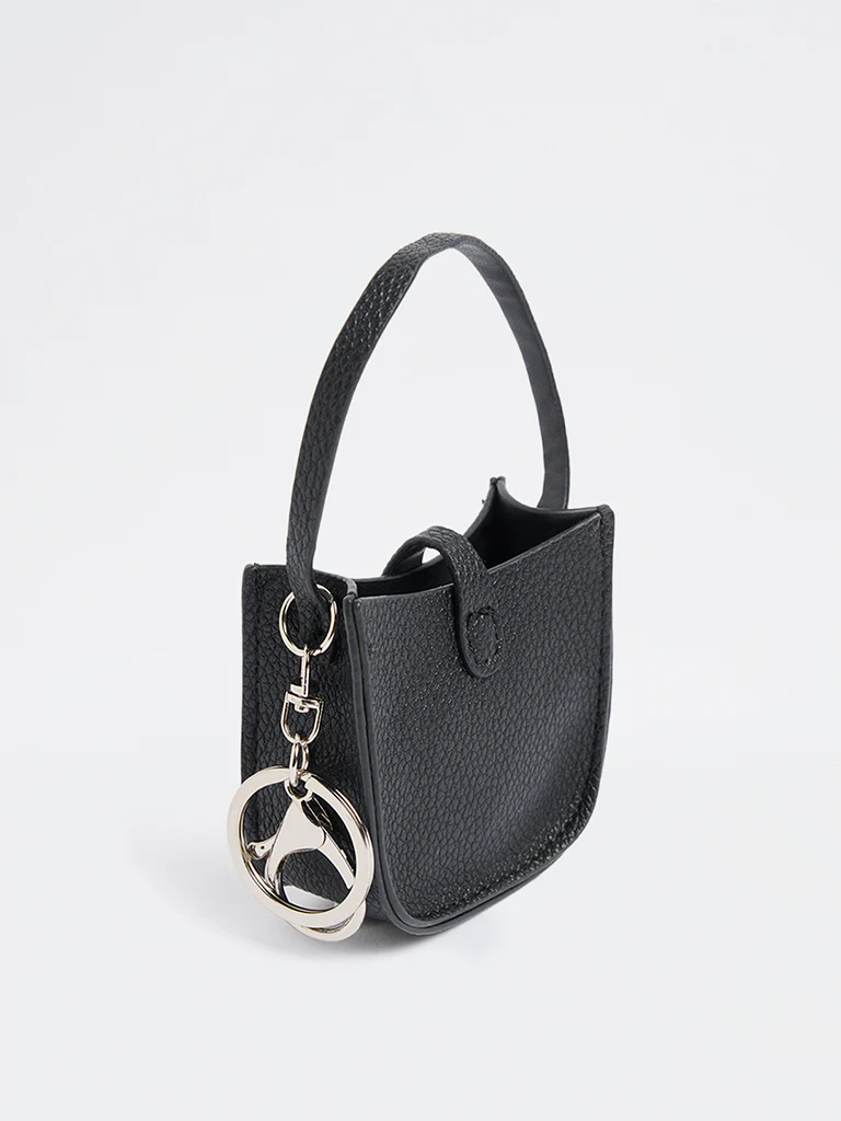 Westside Accessories Black Textured Mini Bucket Bag Charm - Image 2