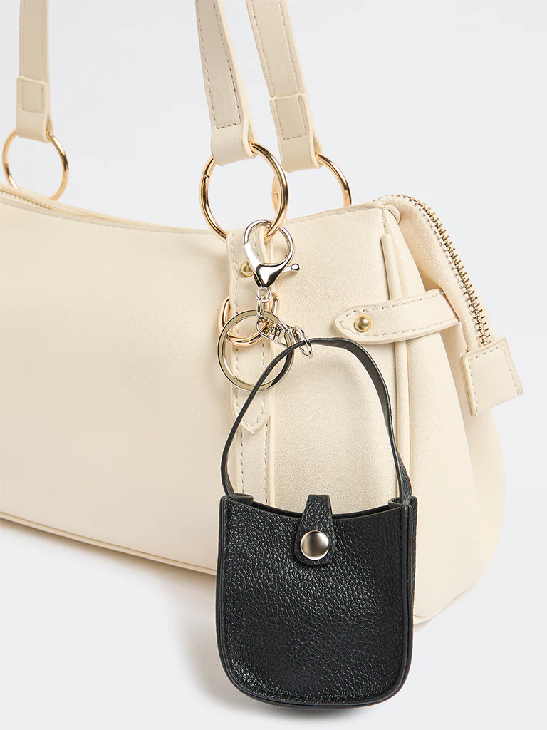 Westside Accessories Black Textured Mini Bucket Bag Charm - Image 3