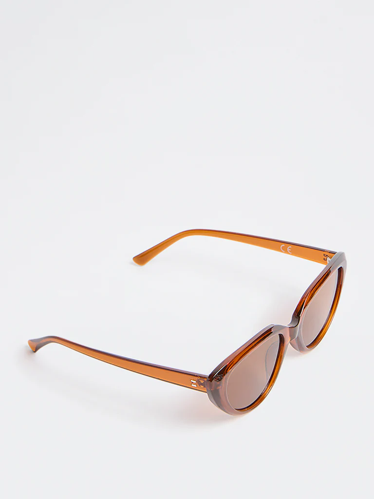 Westside Accessories Brown Acrylic Cat-Eye Sunglasses with Pouch - Image 2