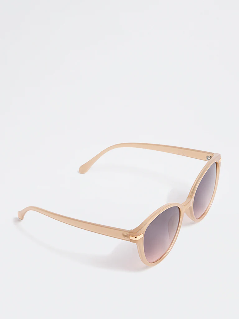 Westside Accessories Brown Acrylic Round Sunglasses with Pouch - Image 2