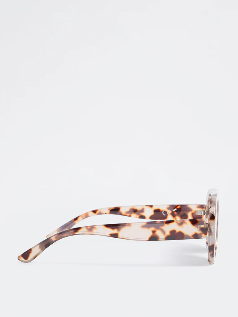 Westside Accessories Brown Animal Pattern Acrylic Fancy Sunglasses - Comes with a Pouch and Cleaning Cloth - Image 3