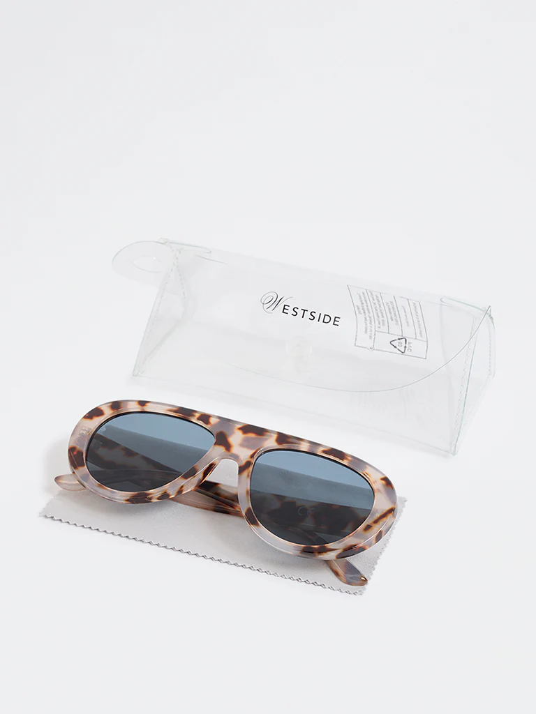 Westside Accessories Brown Animal Pattern Acrylic Fancy Sunglasses - Comes with a Pouch and Cleaning Cloth - Image 4