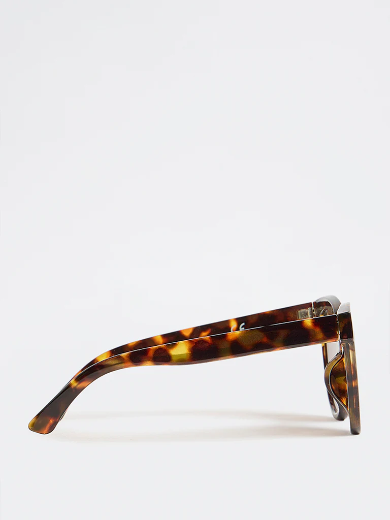 Westside Accessories Brown Animal Pattern Oversized Sunglasses with Pouch - Image 3