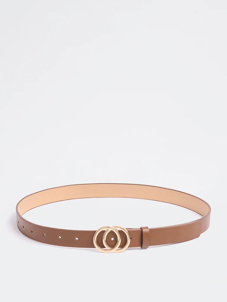 Westside Accessories Brown Circular-Buckle Belt - Image 2