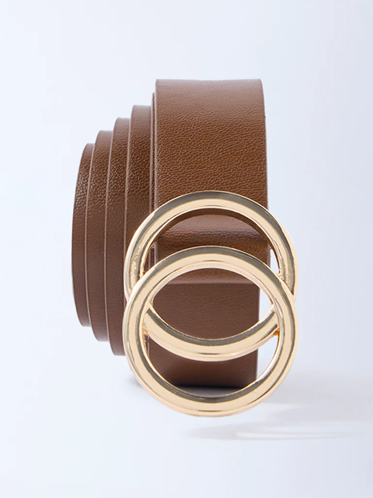 Westside Accessories Brown Circular-Buckle Detailed Belt - Image 2