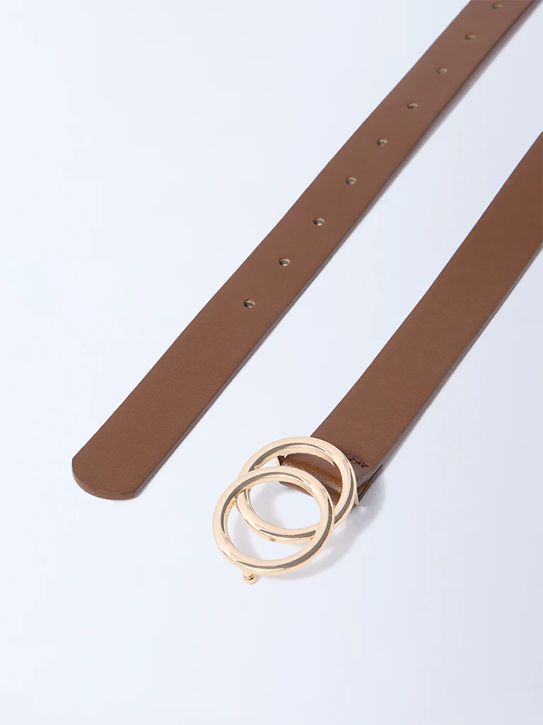 Westside Accessories Brown Circular-Buckle Detailed Belt - Image 3