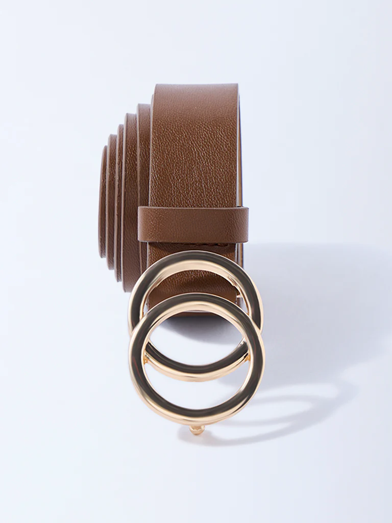Westside Accessories Brown Circular-Buckle Detailed Belt - Image 2