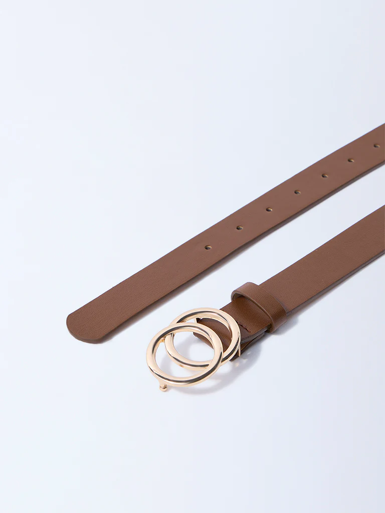 Westside Accessories Brown Circular-Buckle Detailed Belt - Image 3