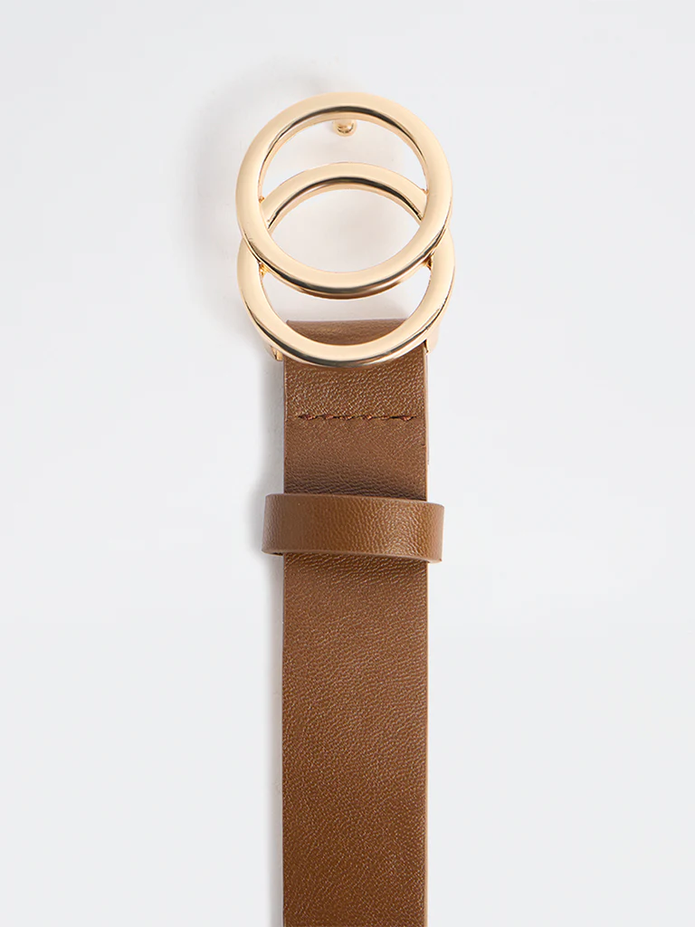 Westside Accessories Brown Double-Ring Detail Belt - Image 3