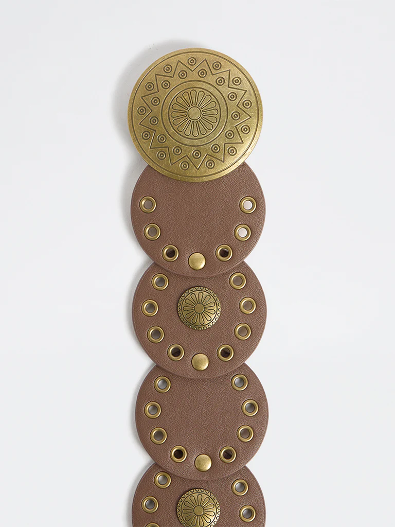 Westside Accessories Brown Eyelet-Detailed Disc Belt