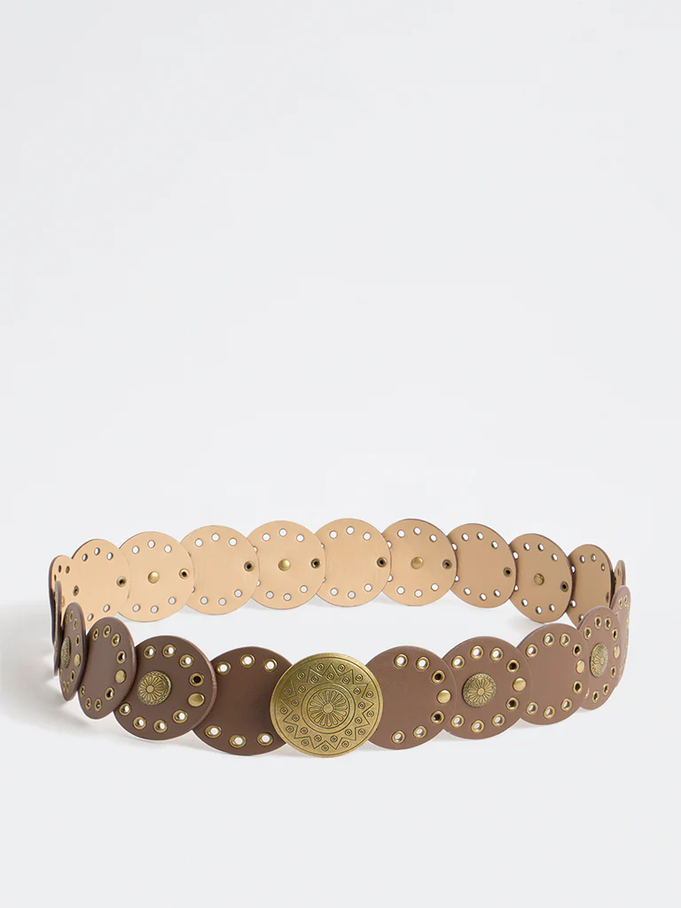 Westside Accessories Brown Eyelet-Detailed Disc Belt - Image 2