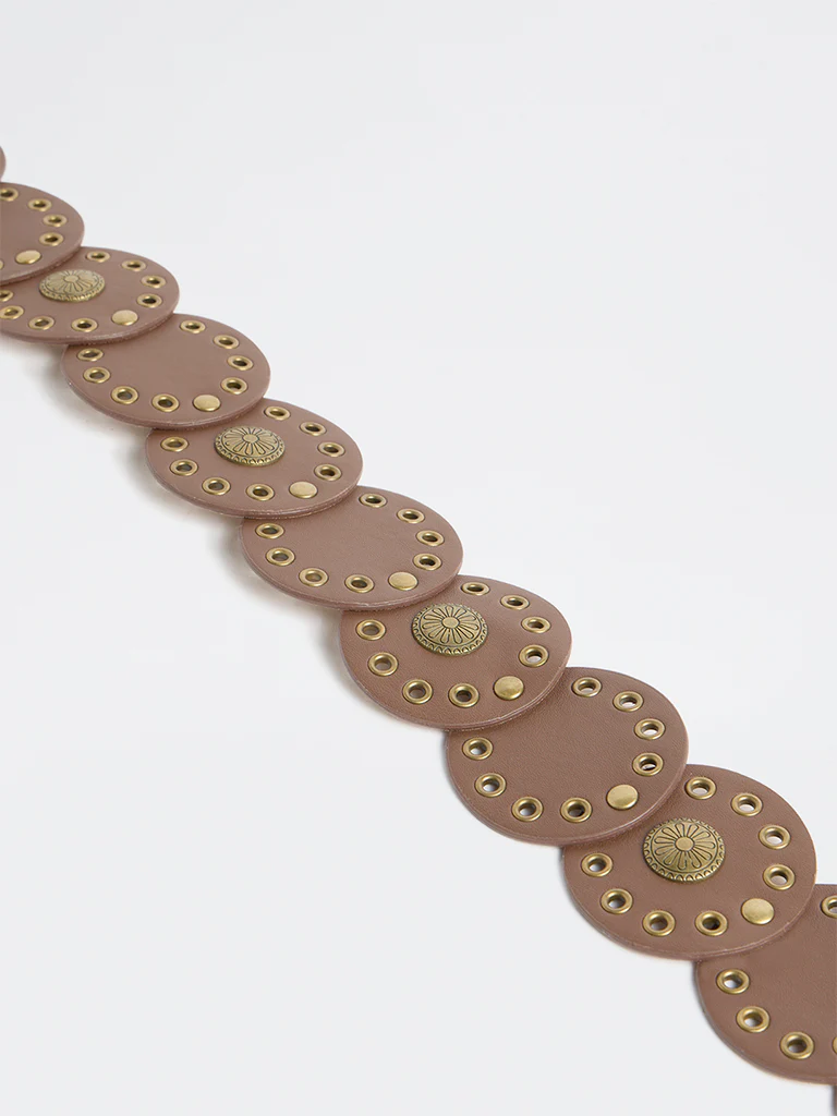 Westside Accessories Brown Eyelet-Detailed Disc Belt - Image 3