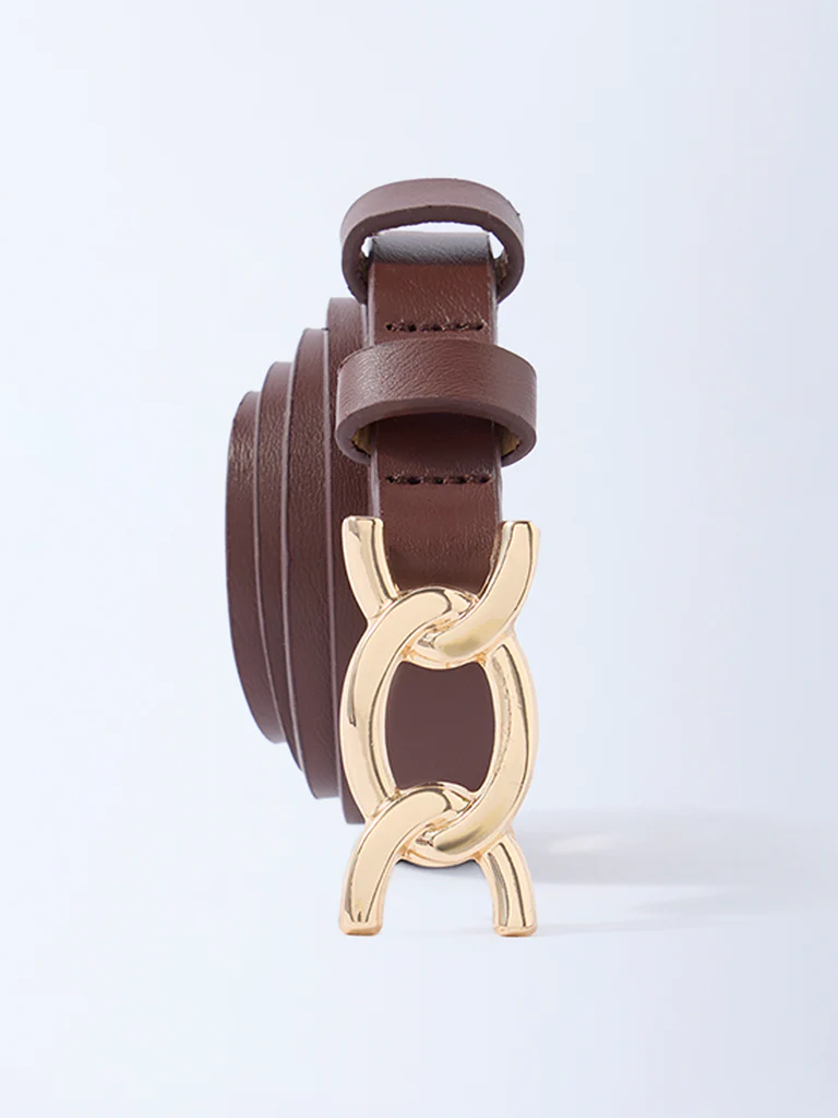 Westside Accessories Brown Fancy-Buckle Detailed Belt - Image 2