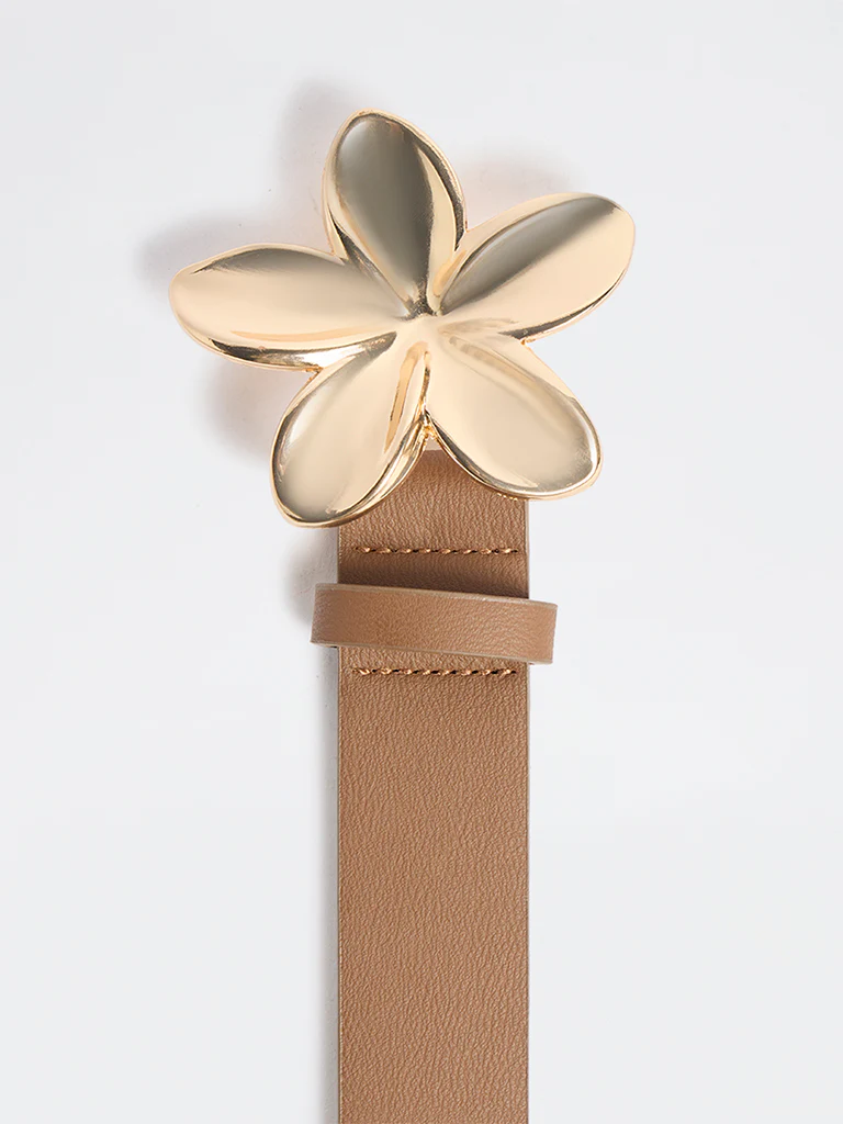 Westside Accessories Brown Floral Buckle Belt - Image 3