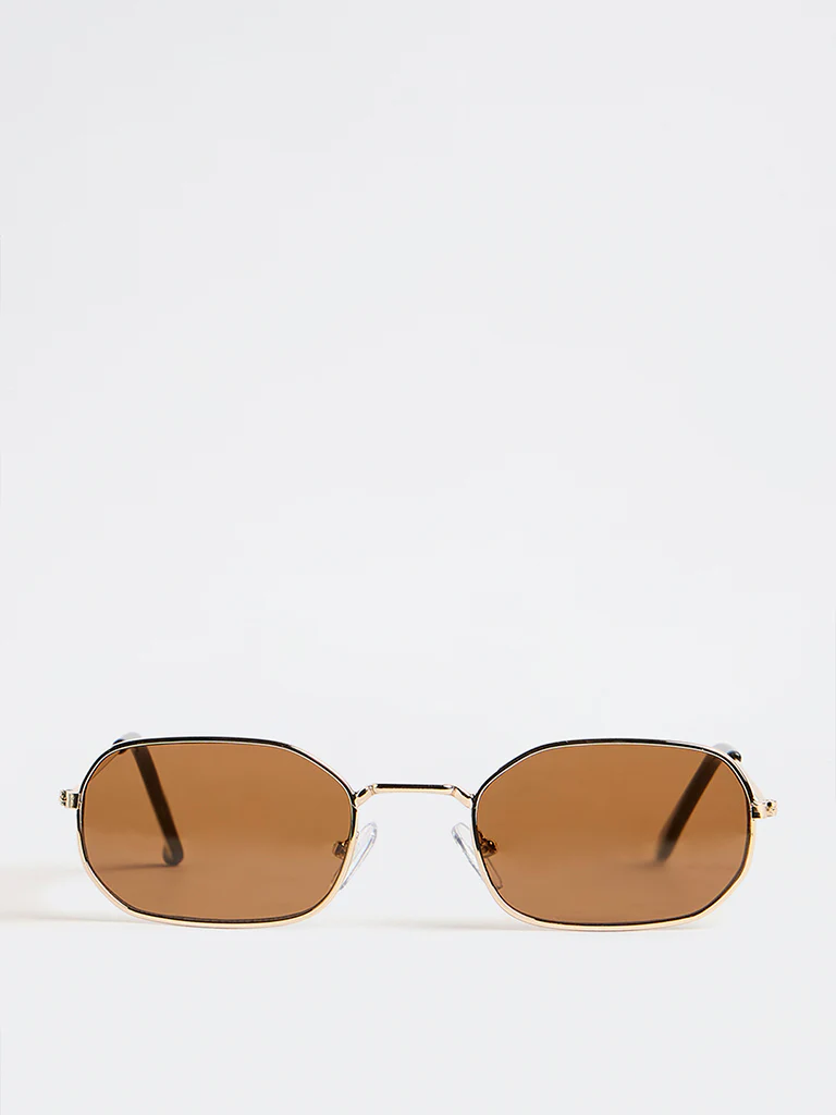 Westside Accessories Brown Metal Frame Sunglasses with Pouch
