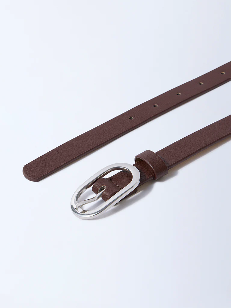 Westside Accessories Brown Oval Buckle Belt - Image 3