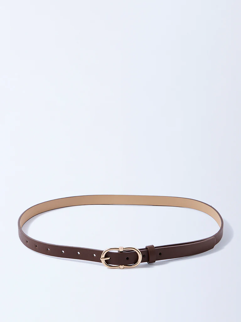 Westside Accessories Brown Oval Buckle Belt