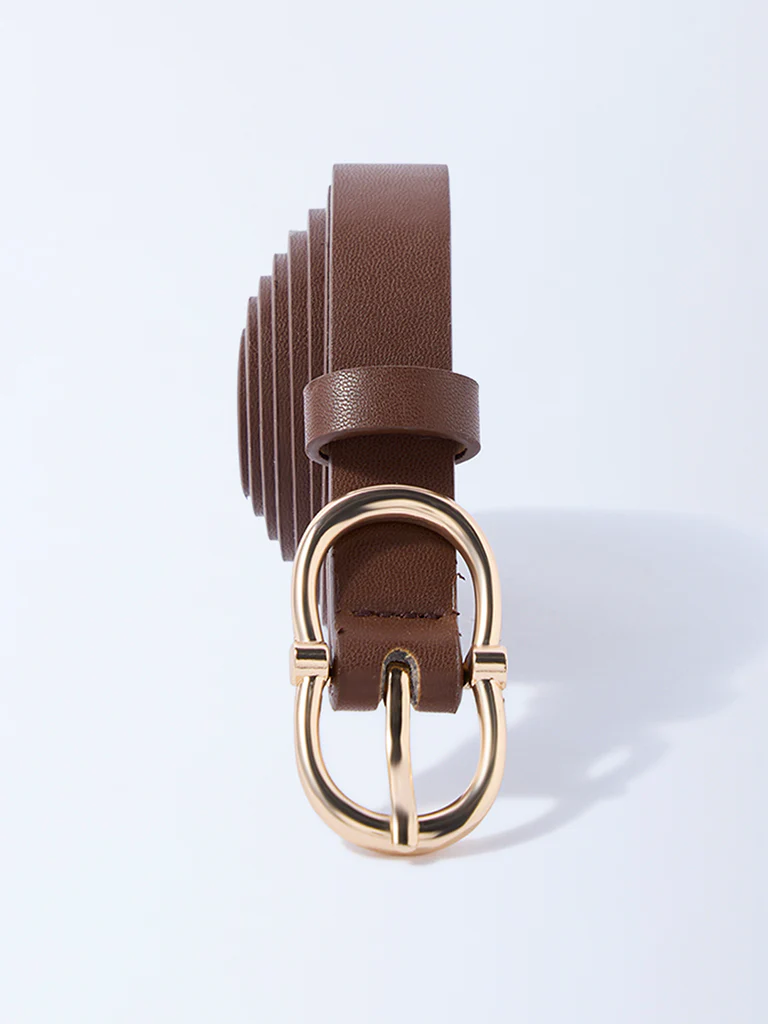 Westside Accessories Brown Oval Buckle Belt - Image 2