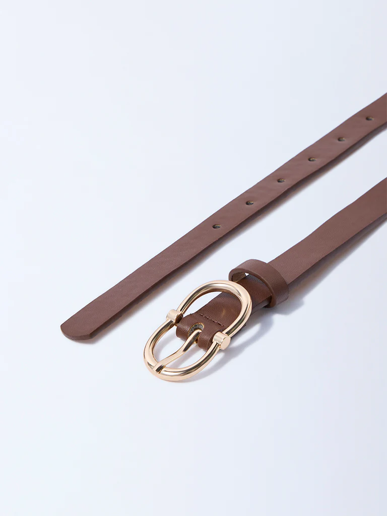 Westside Accessories Brown Oval Buckle Belt - Image 3