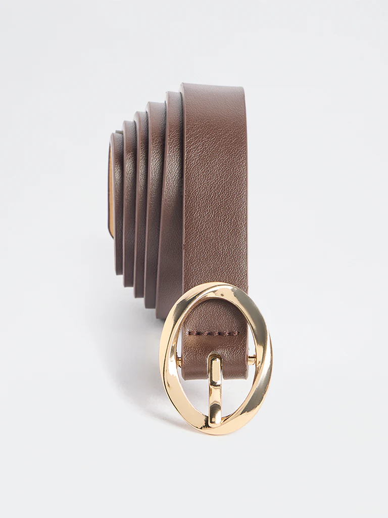 Westside Accessories Brown Oval Buckle Belt