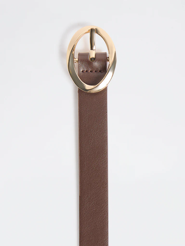 Westside Accessories Brown Oval Buckle Belt - Image 3