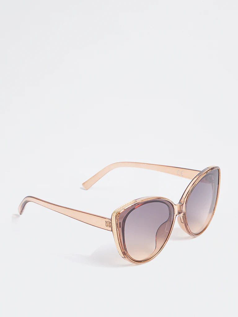 Westside Accessories Brown Oversized Cateye Sunglasses - Comes with a Pouch and Cleaning Cloth - Image 2