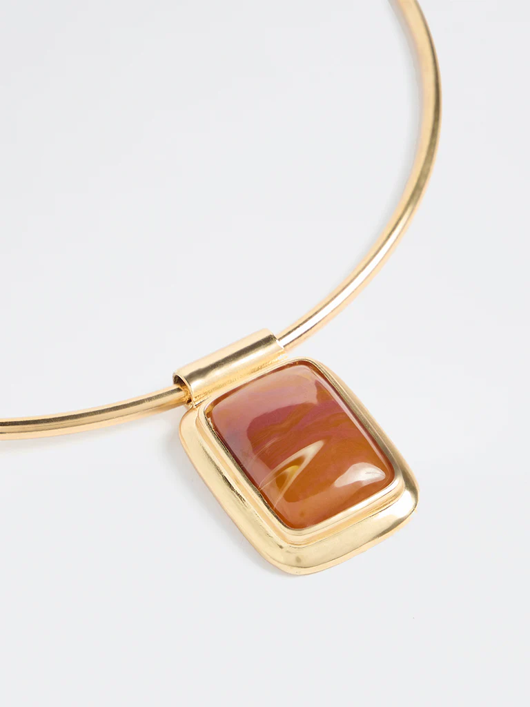 Westside Accessories Brown Resin Pendant Collar Necklace - Image 3