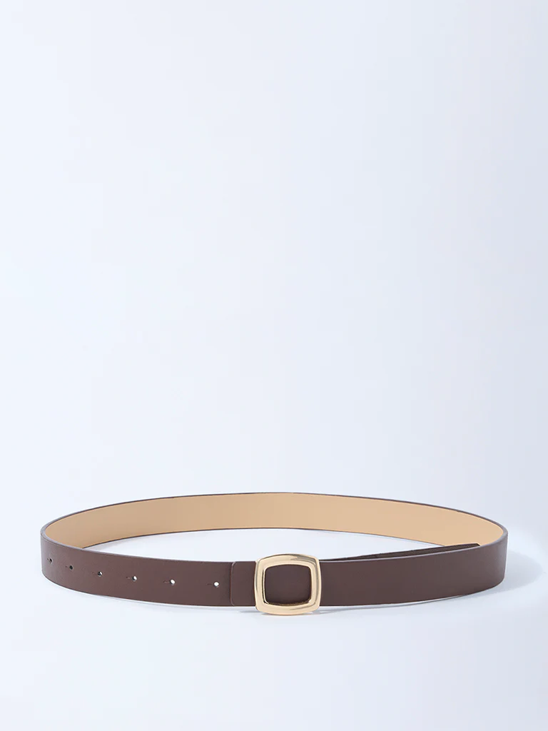 Westside Accessories Brown Square Buckle Belt