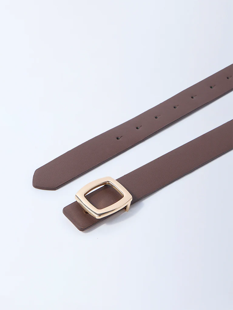 Westside Accessories Brown Square Buckle Belt - Image 3