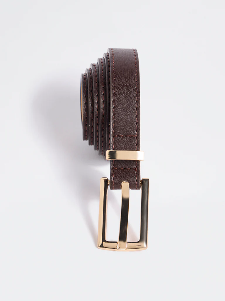 Westside Accessories Brown Square Buckle Belt