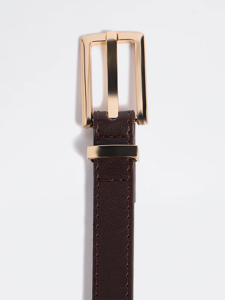 Westside Accessories Brown Square Buckle Belt - Image 3