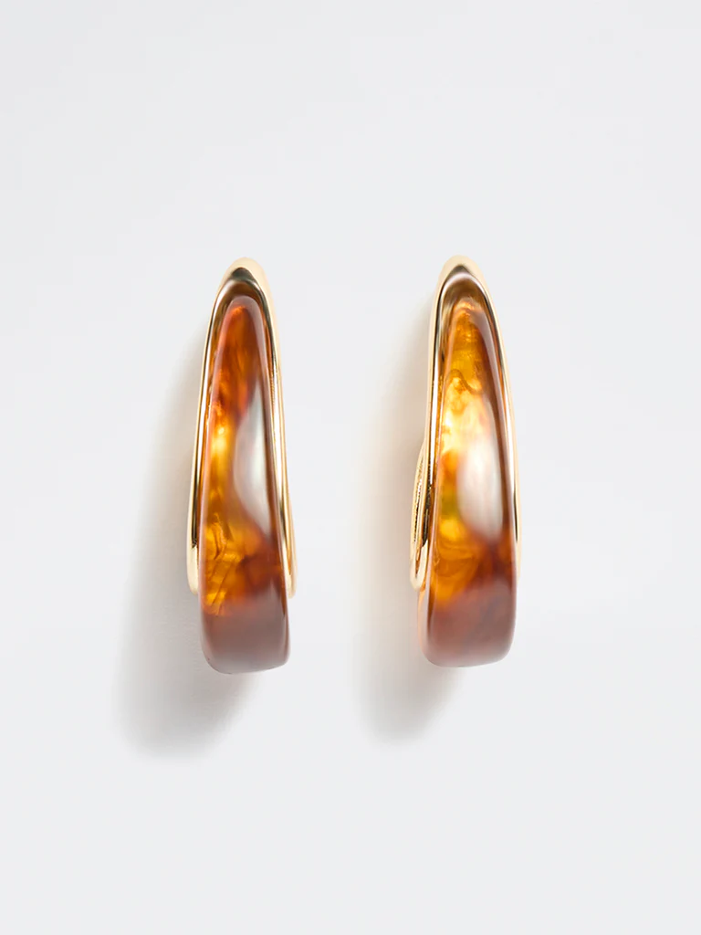 Westside Accessories Brown Statement Resin Hoop Earrings