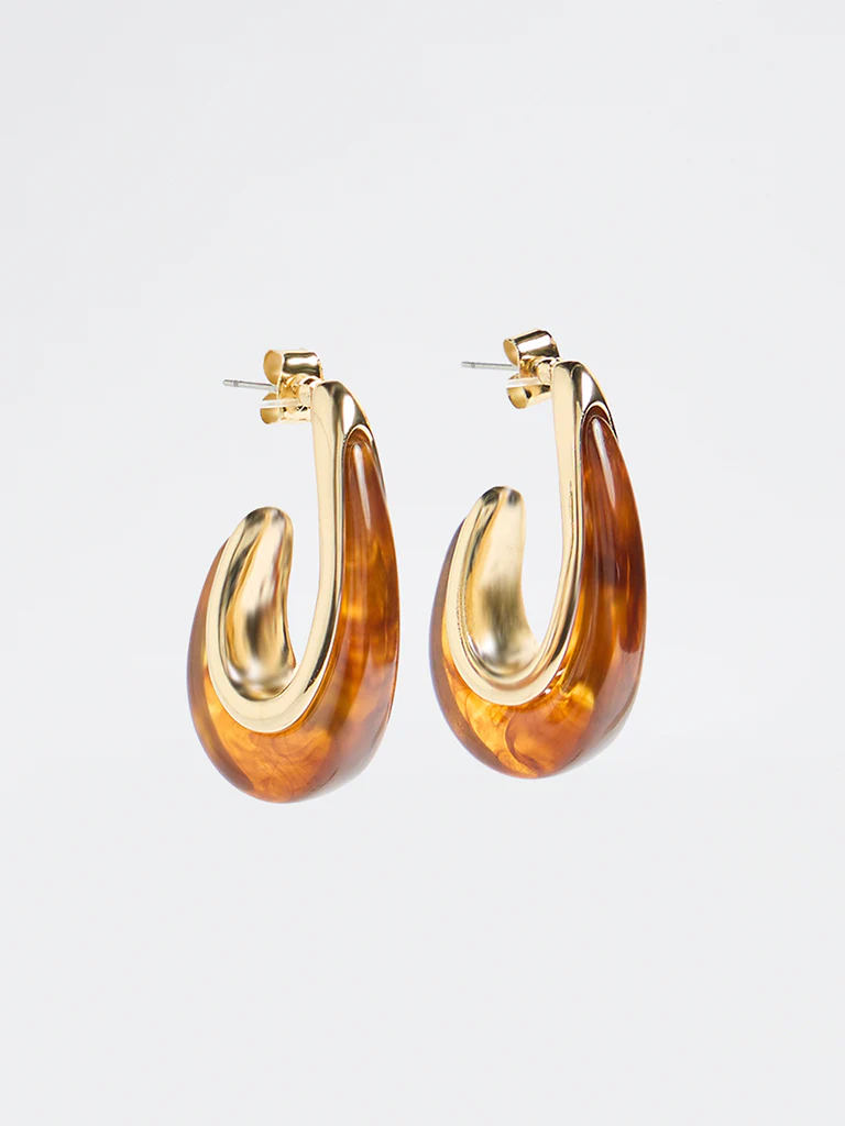 Westside Accessories Brown Statement Resin Hoop Earrings - Image 2