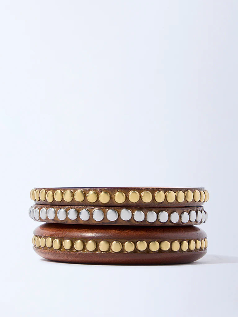Westside Accessories Brown Studded Bangles - Pack of 3