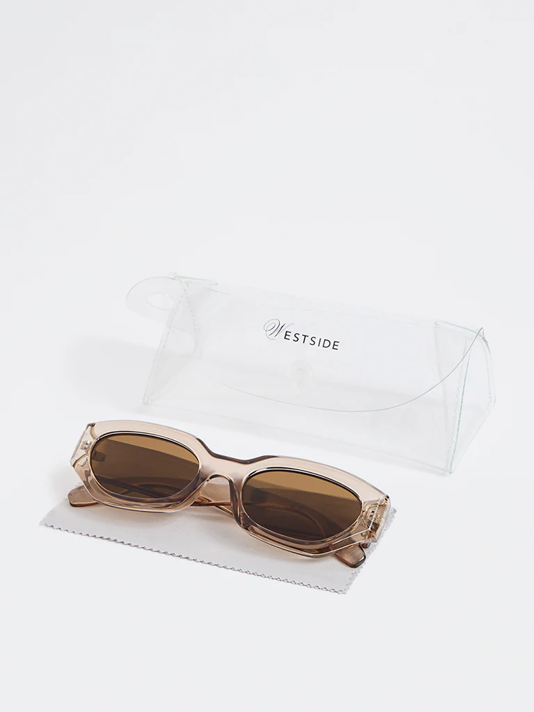 Westside Accessories Brown Transparent Sunglasses - Comes with a Pouch and Cleaning Cloth - Image 4