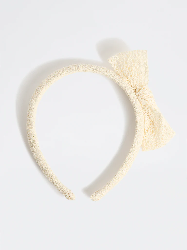 Westside Accessories Cream Lace Bow Hair Band