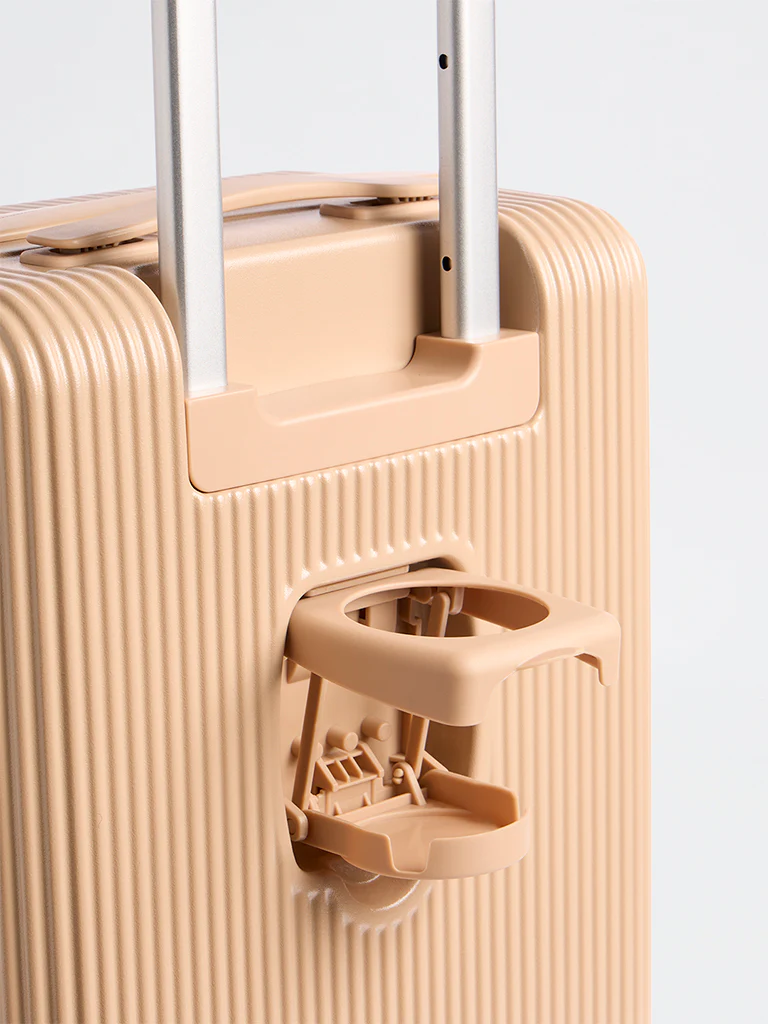 Westside Accessories Cream Ribbed Travel Suitcase - Image 3