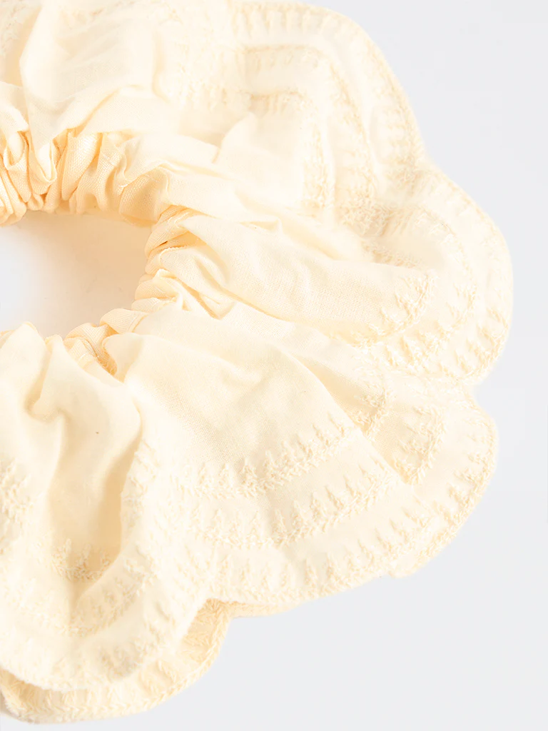 Westside Accessories Cream Textured Scrunchie - Image 3