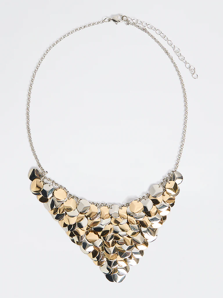 Westside Accessories Dual Toned Disc Statement Necklace