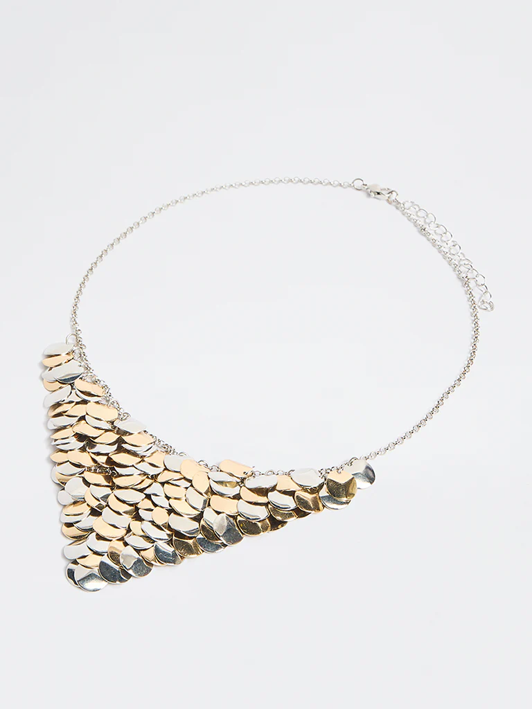 Westside Accessories Dual Toned Disc Statement Necklace - Image 2