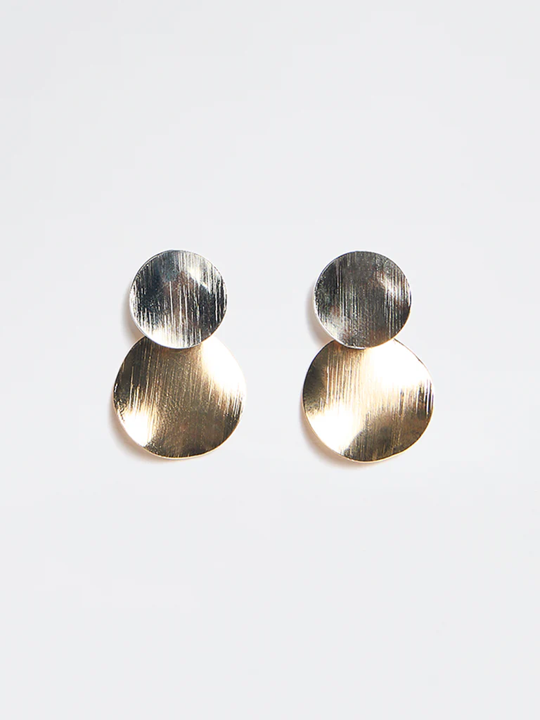 Westside Accessories Dual Toned Disc Stud Earrings
